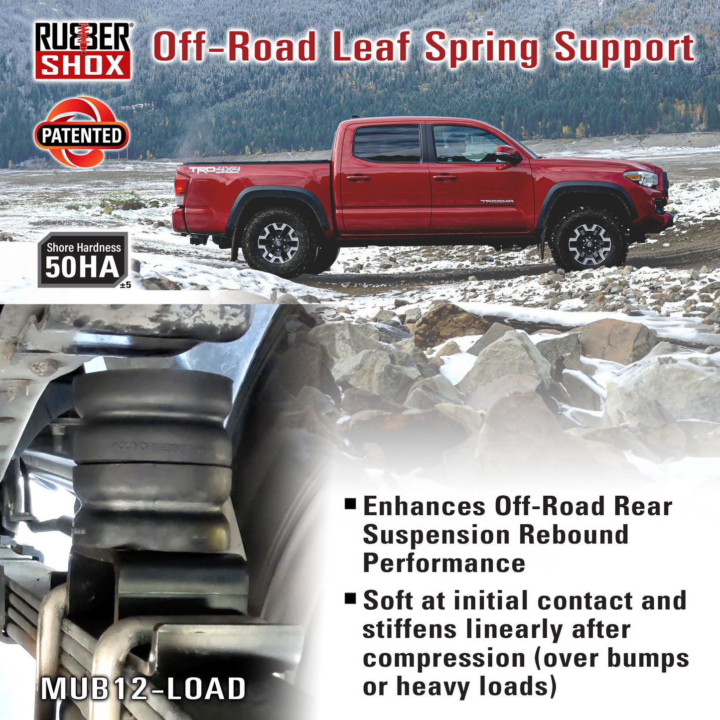 Medium Universal Rubber Bump Stop - MUB12-LOAD for Toyota Tacoma, Nissan Frontier, Chevrolet Colorado, Ford Ranger, GMC Canyon