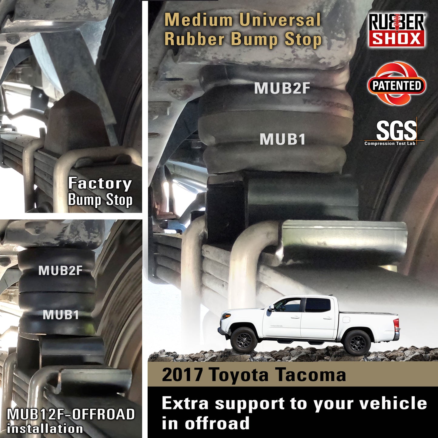 Modular Universal Off Road Rubber Bump Stops - MUB12F-OFFROAD for Toyota Tacoma, Nissan Frontier, Chevrolet Colorado, Ford Ranger, GMC Canyon