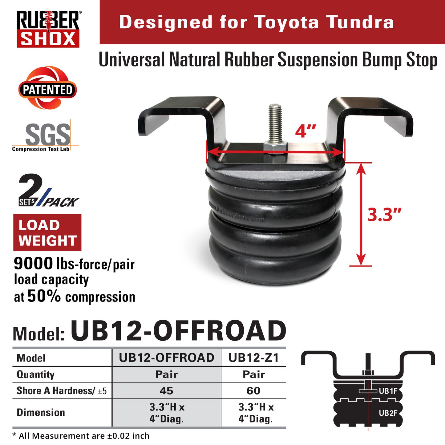 Universal Rubber Off Road Bump Stops - UB12-OFFROAD for Toyota Tacoma Tundra / GMC Canyon / Chevrolet Colorado
