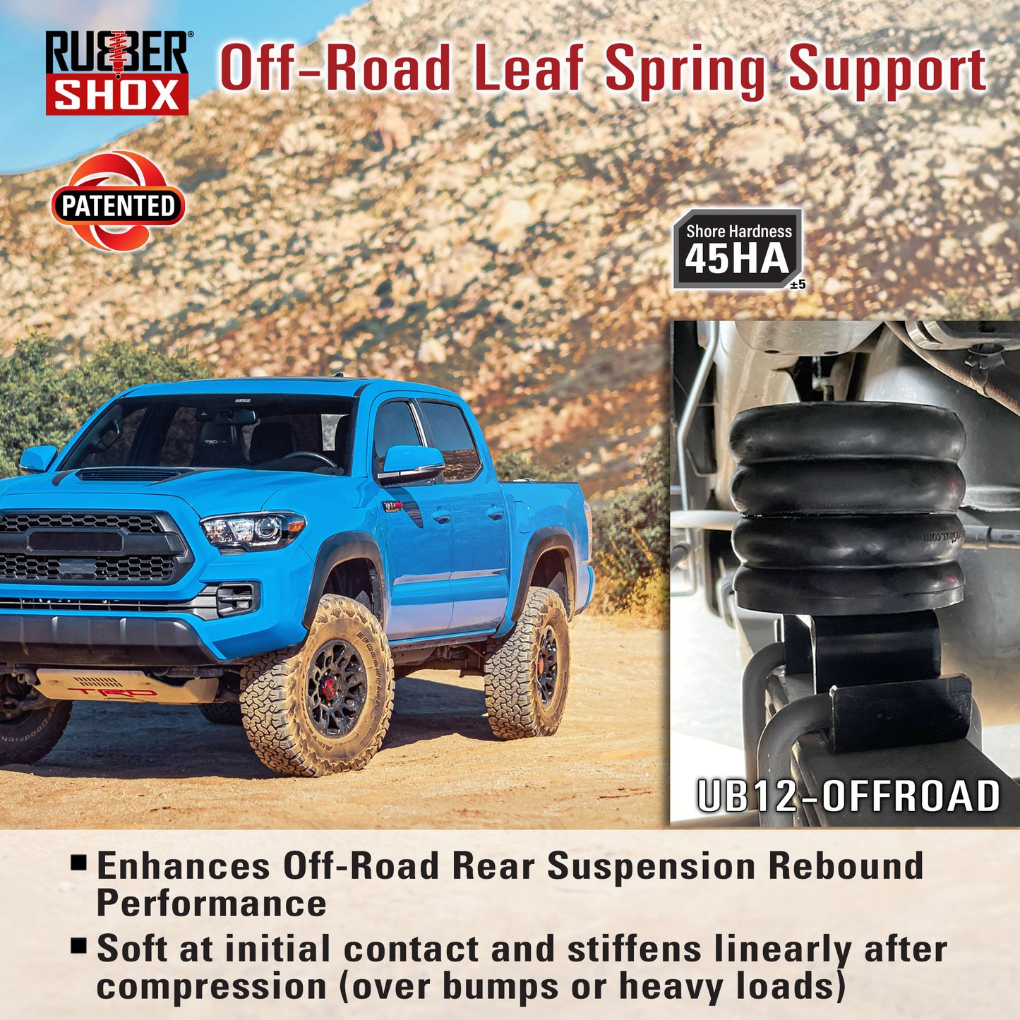 Universal Rubber Off Road Bump Stops - UB12-OFFROAD for Toyota Tacoma Tundra / GMC Canyon / Chevrolet Colorado