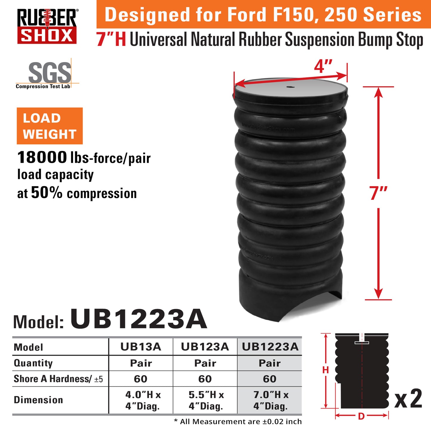 Universal Natural Rubber Suspension Bump Stop - Ford F150/250 (Set of 2)