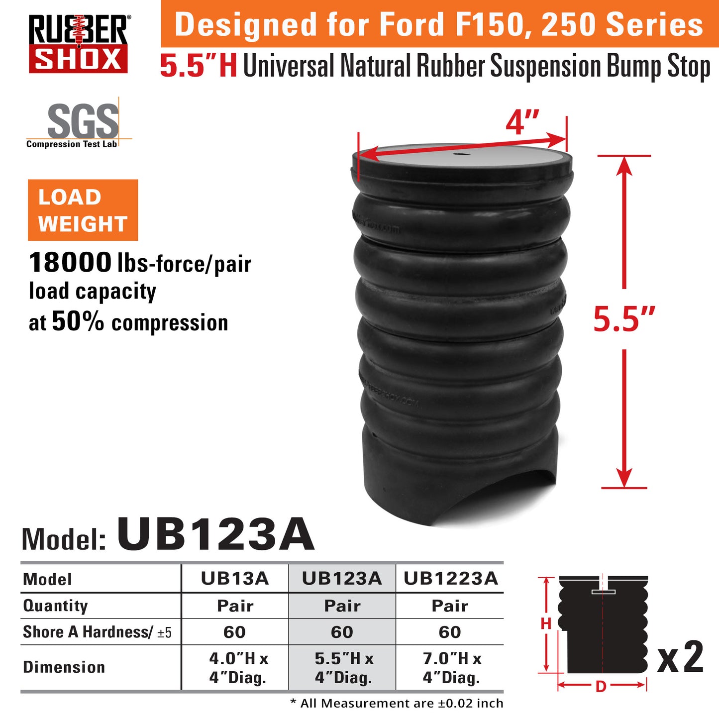 Universal Natural Rubber Suspension Bump Stop - Ford F150/250 (Set of 2)