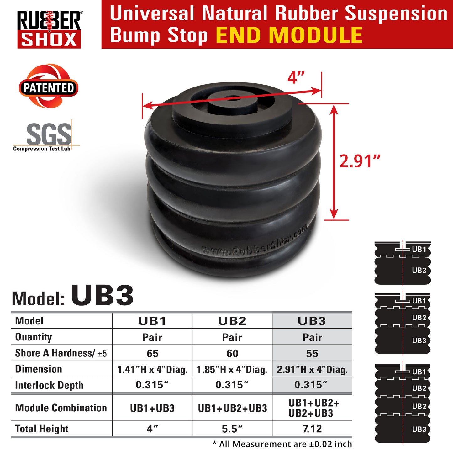 Modular Universal Natural Rubber Suspension Bump Stop - END Module (Set of 2)