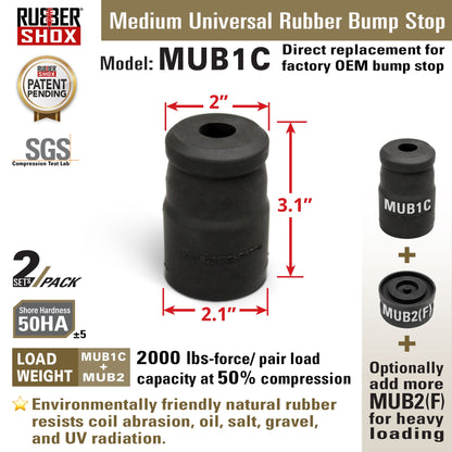 Medium Universal Rubber Bump Stop - MUB1C Top Module for Jeep Wrangler JK/JKU front