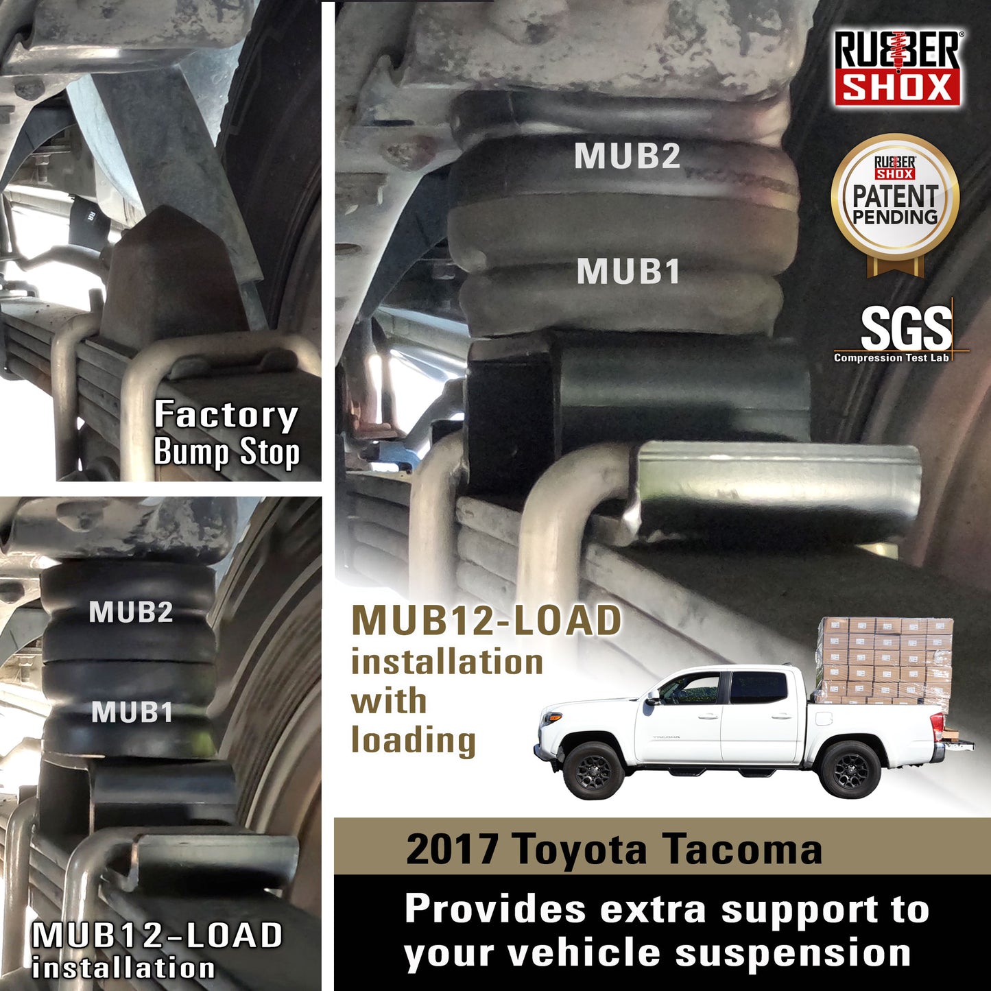 Medium Universal Rubber Bump Stop - MUB12-LOAD for Toyota Tacoma, Nissan Frontier, Chevrolet Colorado, Ford Ranger, GMC Canyon