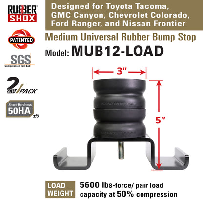 Medium Universal Rubber Bump Stop - MUB12-LOAD for Toyota Tacoma, Nissan Frontier, Chevrolet Colorado, Ford Ranger, GMC Canyon