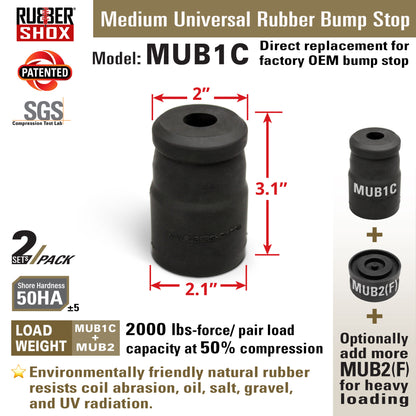 Medium Universal Rubber Bump Stop - MUB1C Top Module for Jeep Wrangler JK/JKU front