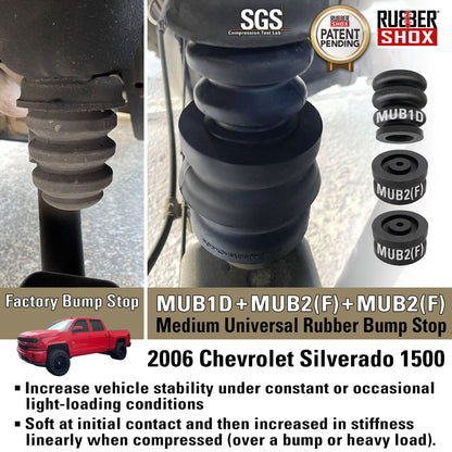 Medium Universal Rubber Bump Stop - MUB1D Top Module for Chevrolet 1999-2006 Silverado 1500, 2007 Sliverado 1500 Classic, GMC 1999-2006 Sierra 1500, 20078 Sierra 1500 Classic