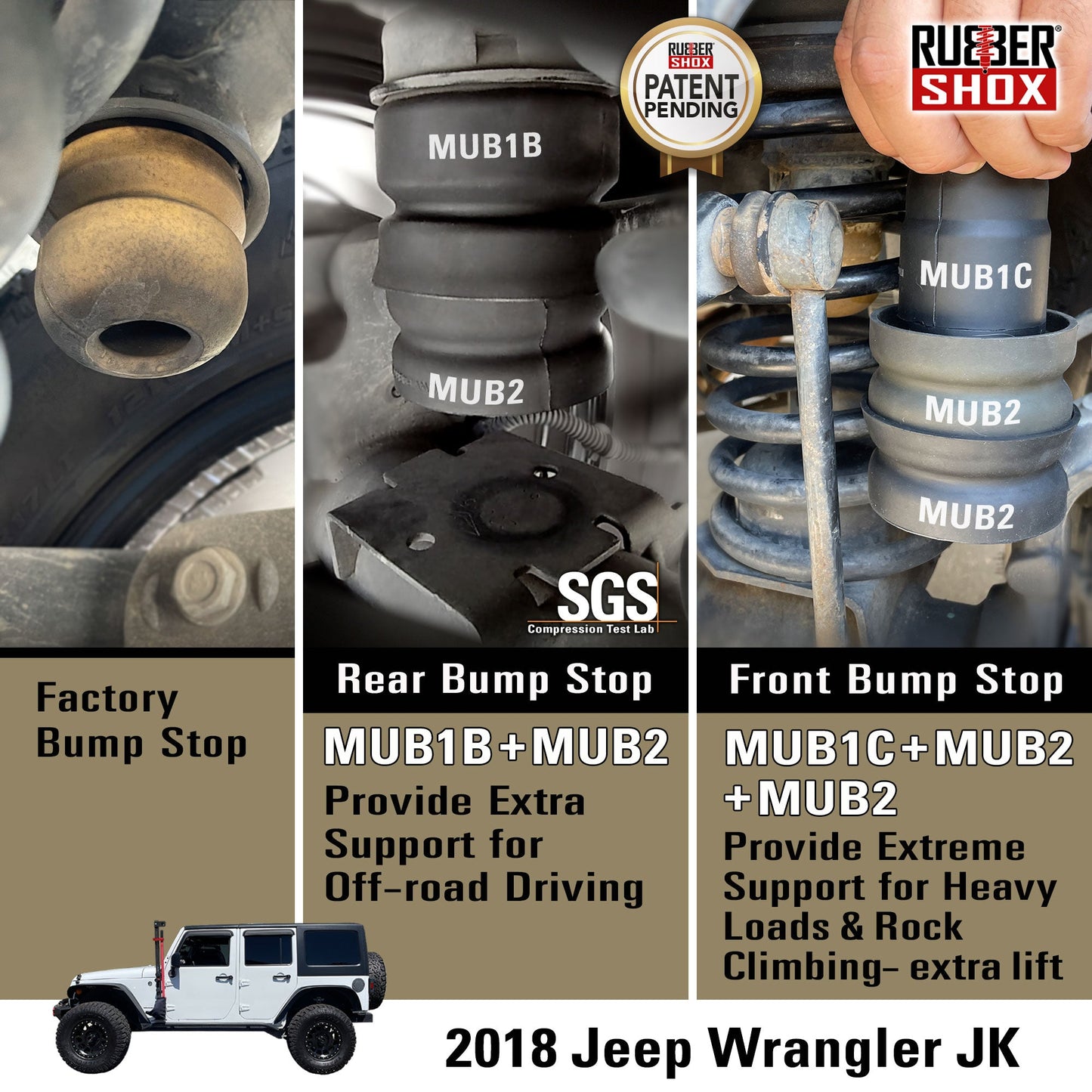 Medium Universal Rubber Bump Stop - MUB1B Top Module for Jeep Wrangler JK, Chevrolet/GMC Express/Savana 1500 /2500 /3500/4500, Silverado 3500, GMC Sierra 3500