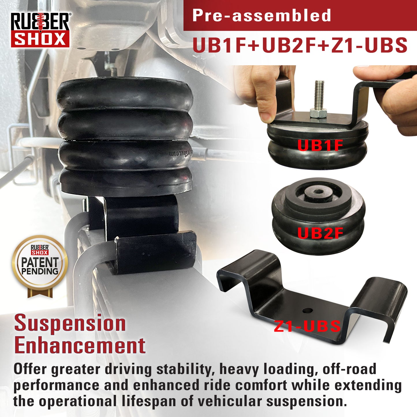 Universal Rubber Off Road Bump Stops - UB12-OFFROAD for Toyota Tacoma Tundra / GMC Canyon / Chevrolet Colorado