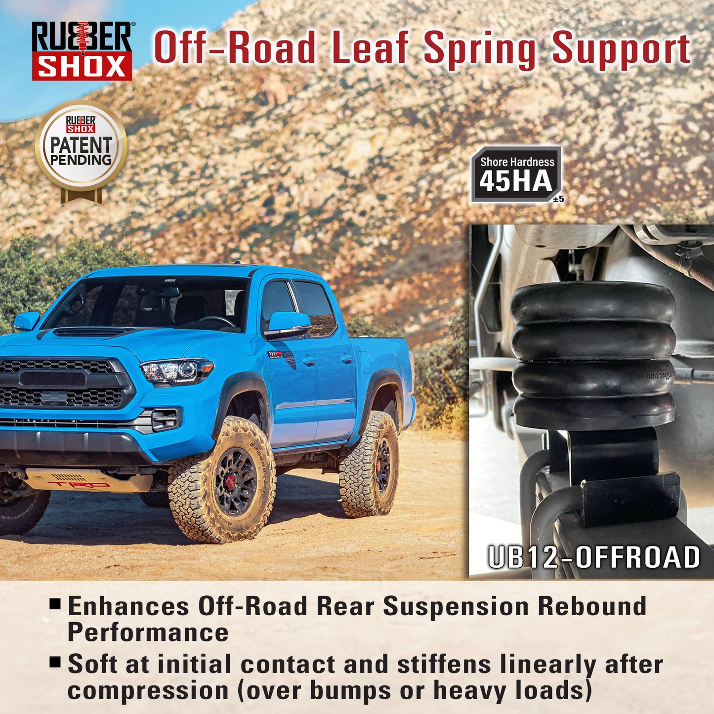 Universal Rubber Off Road Bump Stops - UB12-OFFROAD for Toyota Tacoma Tundra / GMC Canyon / Chevrolet Colorado
