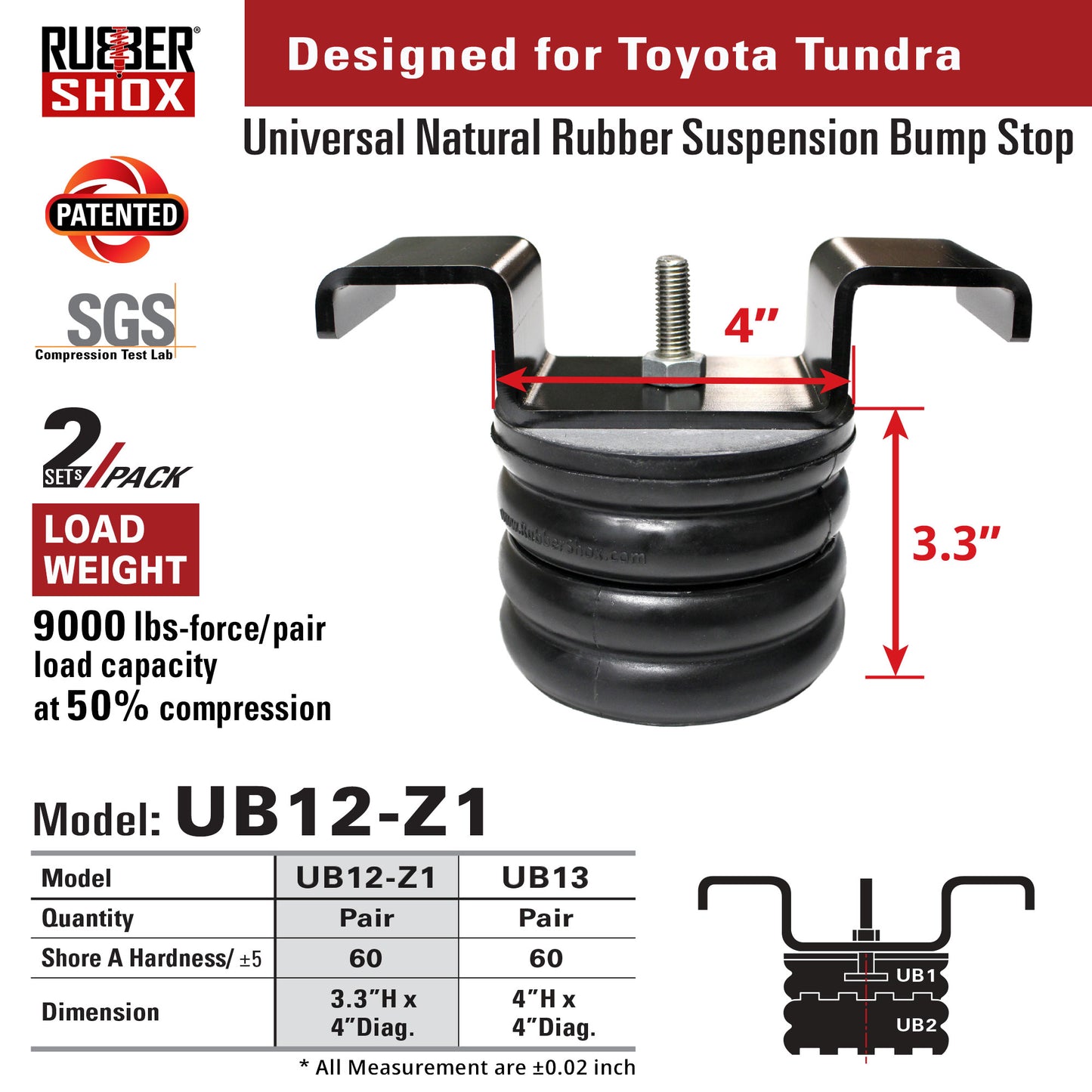 Universal Natural Rubber Suspension Bump Stop - Toyota Tacoma /Toyota Tundra/GMC Canyon/Chevrolet Colorado (Set of 2)