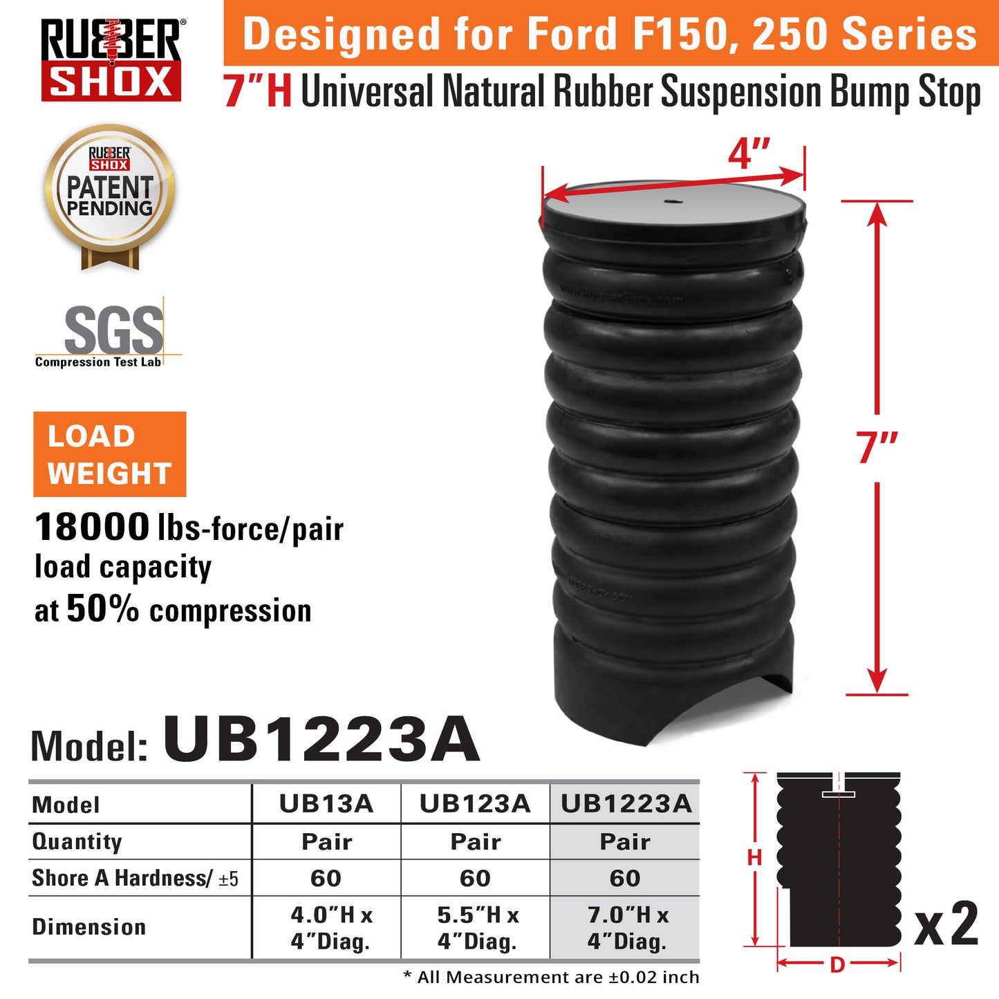 Universal Natural Rubber Suspension Bump Stop - Ford F150/250 (Set of 2)