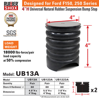 Universal Natural Rubber Suspension Bump Stop - Ford F150/250 (Set of 2)