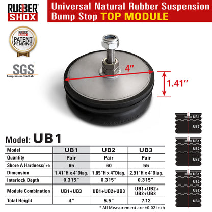 Modular Universal Natural Rubber Suspension Bump Stop - TOP Module (Set of 2)