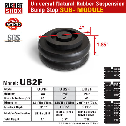 Modular Universal Natural Rubber Suspension Bump Stop - SUB Module (Set of 2)