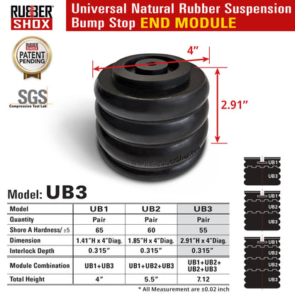 Modular Universal Natural Rubber Suspension Bump Stop - END Module (Set of 2)