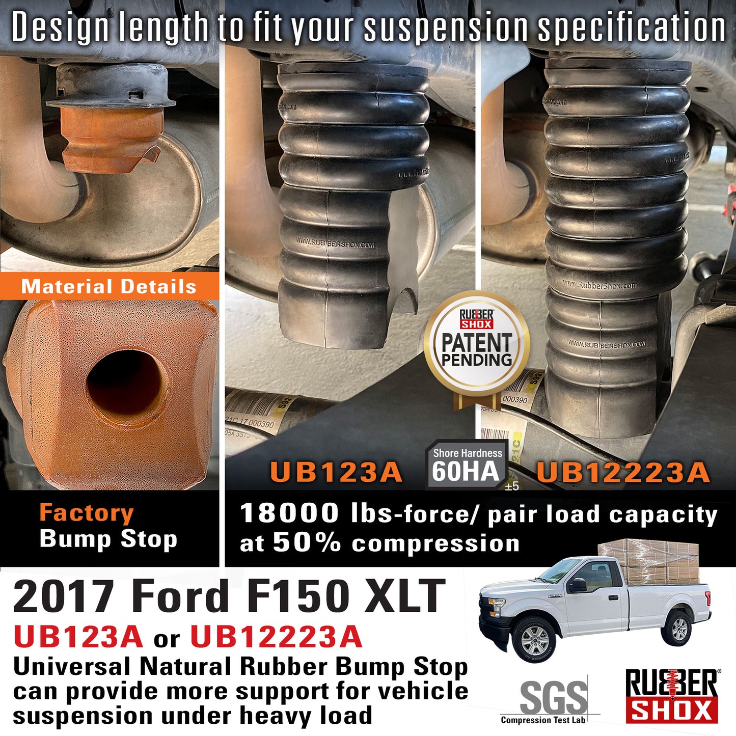 Universal Natural Rubber Suspension Bump Stop - Ford F150/250 (Set of 2)