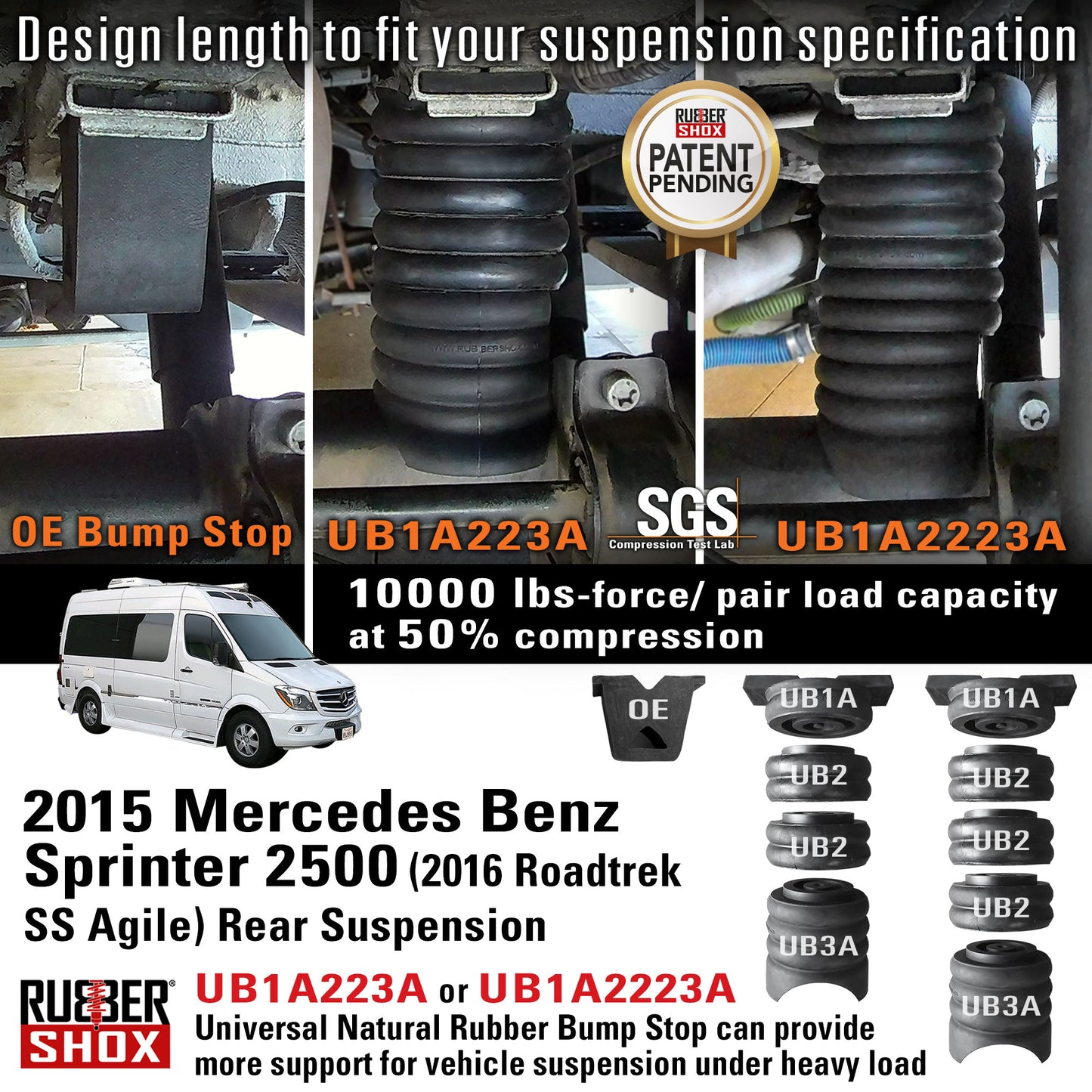 Universal Natural Rubber Suspension Bump Stop - Mercedes-Benz Sprinter (Set of 2)