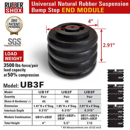 Modular Universal Natural Rubber Suspension Bump Stop - END Module (Set of 2)