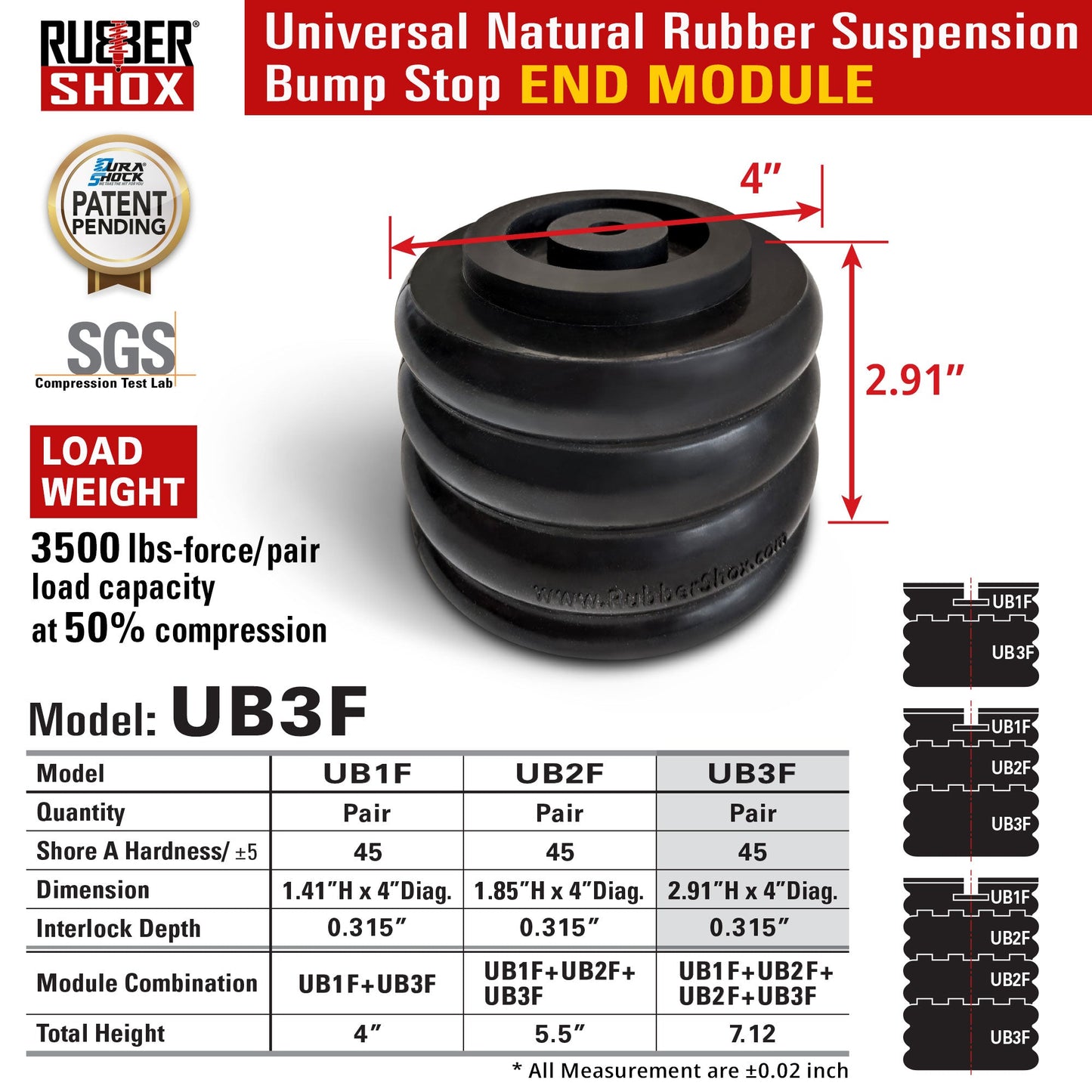 Modular Universal Natural Rubber Suspension Bump Stop - END Module (Set of 2)