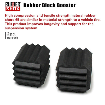 Rubber block boosters with text about their properties on a white background